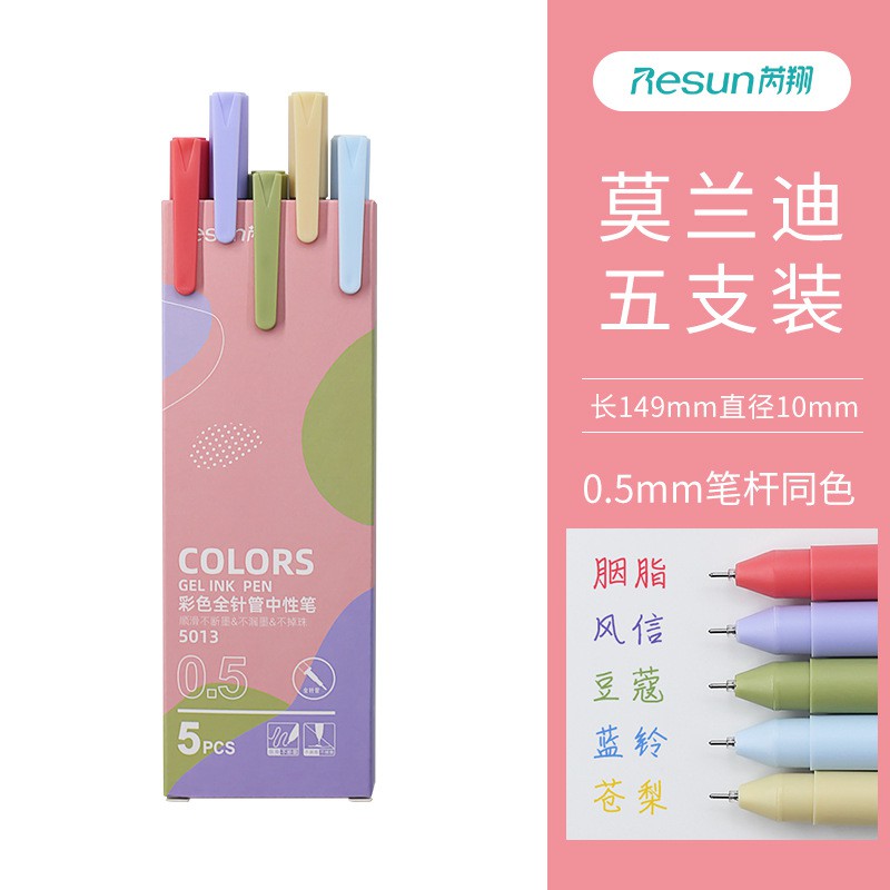 Bút bi nhiều màu mực gel ink ngòi 0.5mm set 5 bút Macaron ngọt ngào thiết kế tinh tế BMBooks