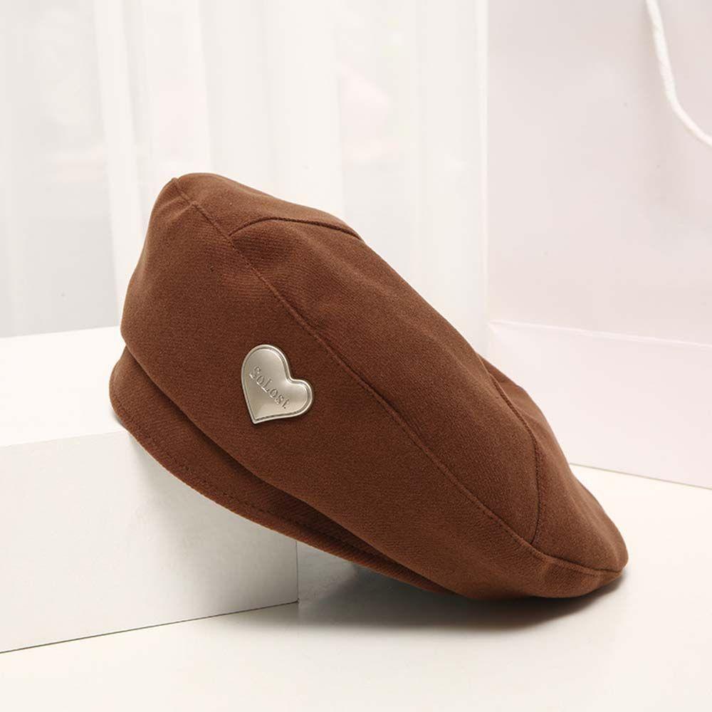 Mocho Nón Beret Họa Sĩ Anh Quốc Trái Tim Giữ Ấm Mùa Đông Chống Gió Ngoài Trời Cho Nữ