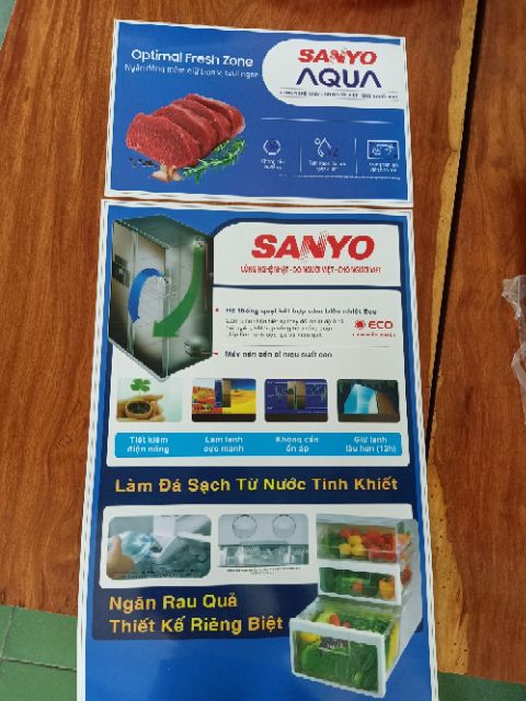 Tem dán tủ lạnh Sanyo size to khổng lồ