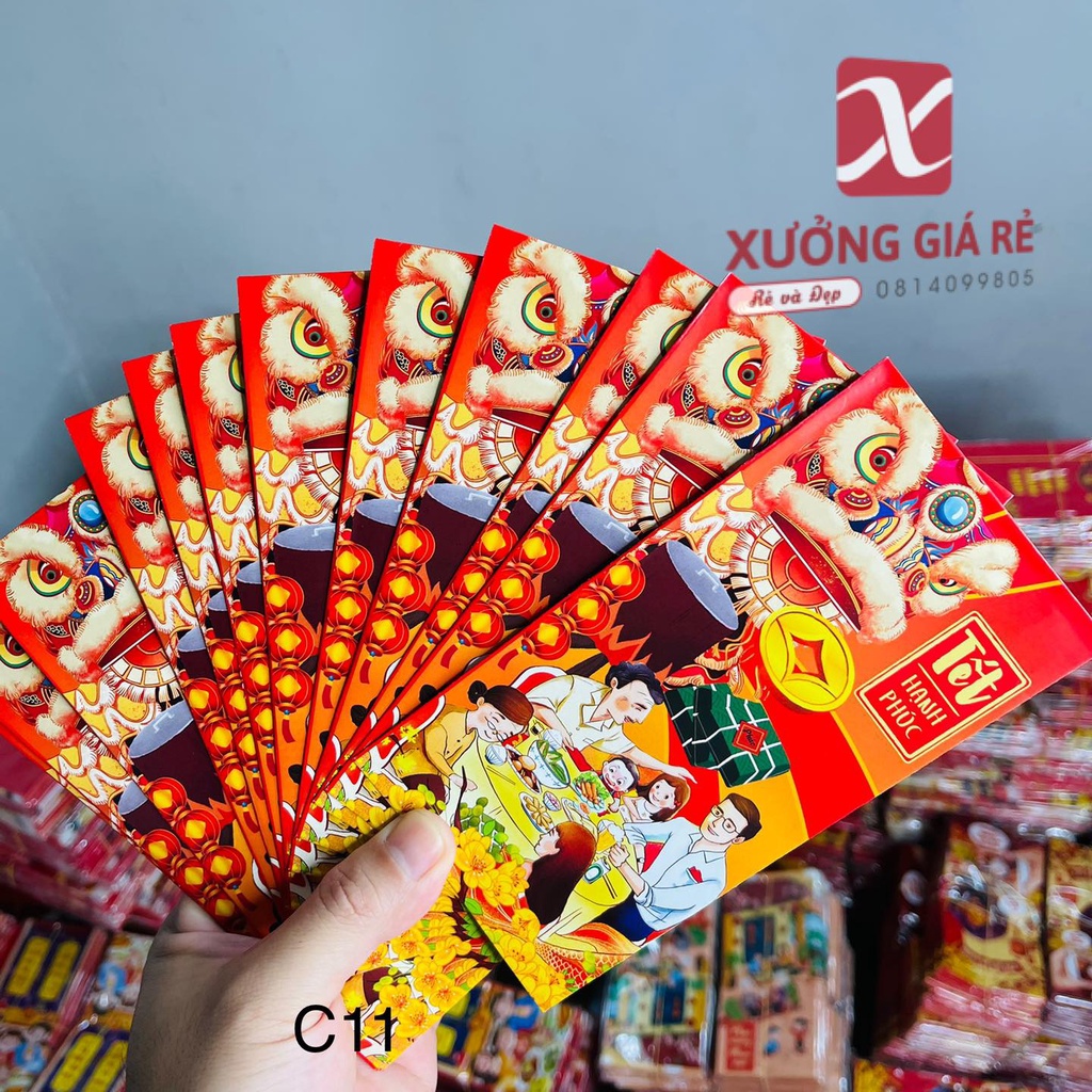 Combo 10 Bao Lì Xì Tết 2023, Bao Lì Xì Tết Quý Mão Mẫu Mới Đẹp C11