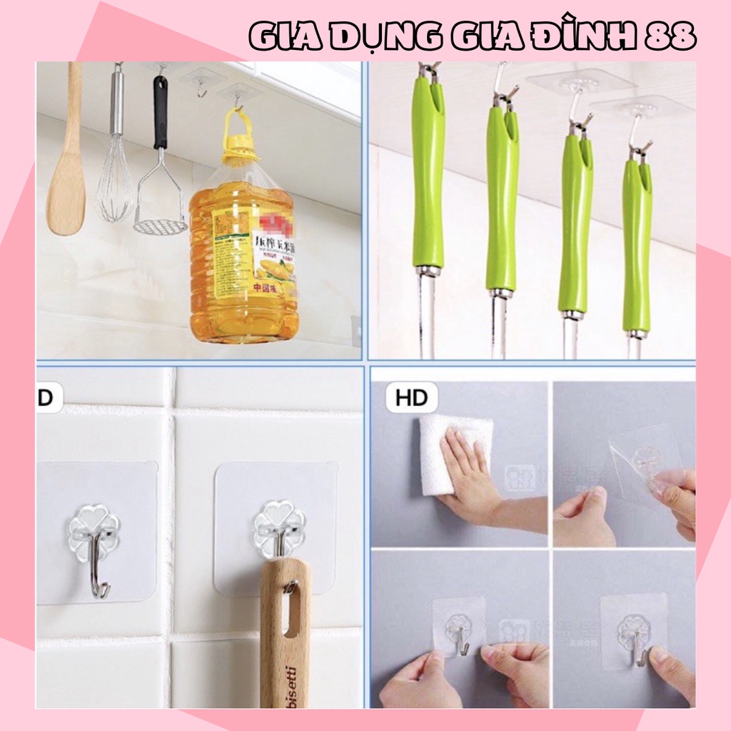 Bộ 10 Móc Dán Tường Siêu Dính 6x6CM Shop Gia Dụng Gia Đình