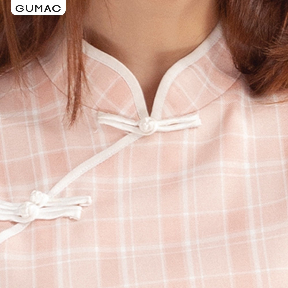Đầm nữ thiết kế cổ tàu tay ngắn GUMAC màu hồng ôm body mới thời trang nữ đủ size DA10129 | BigBuy360 - bigbuy360.vn