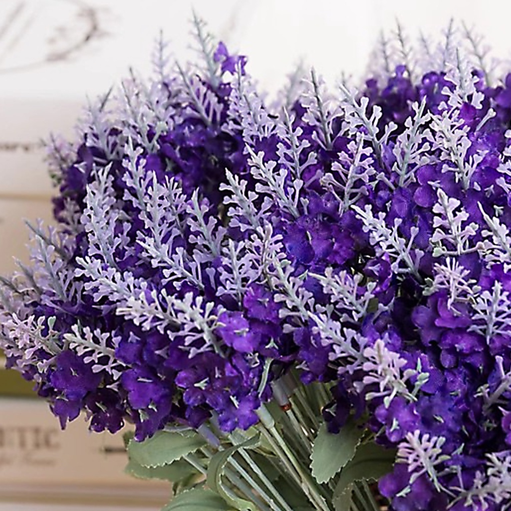Bó hoa oải hương nhân tạo bằng nhựa màu sắc tươi sáng dùng trang trí nhà ở