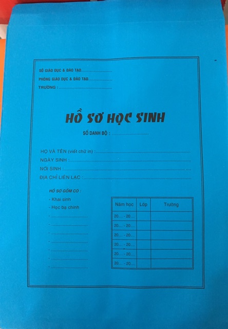 Bao hồ sơ học sinh A4