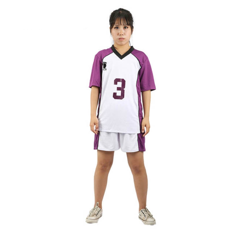 2pc / 1 Bộ Haikyuu!! Bộ Đồng Phục Học Sinh Gồm Áo Thun Tay Ngắn + Quần Thể Thao Trẻ Trung Năng Động
