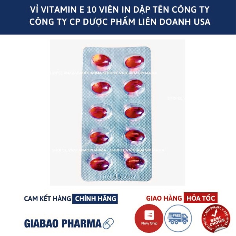 Viên Uống đẹp da Vitamin E Đỏ 4000mcg, Aloe vera 500mg chống lão hóa - Hộp 100 viên chống lão hóa da