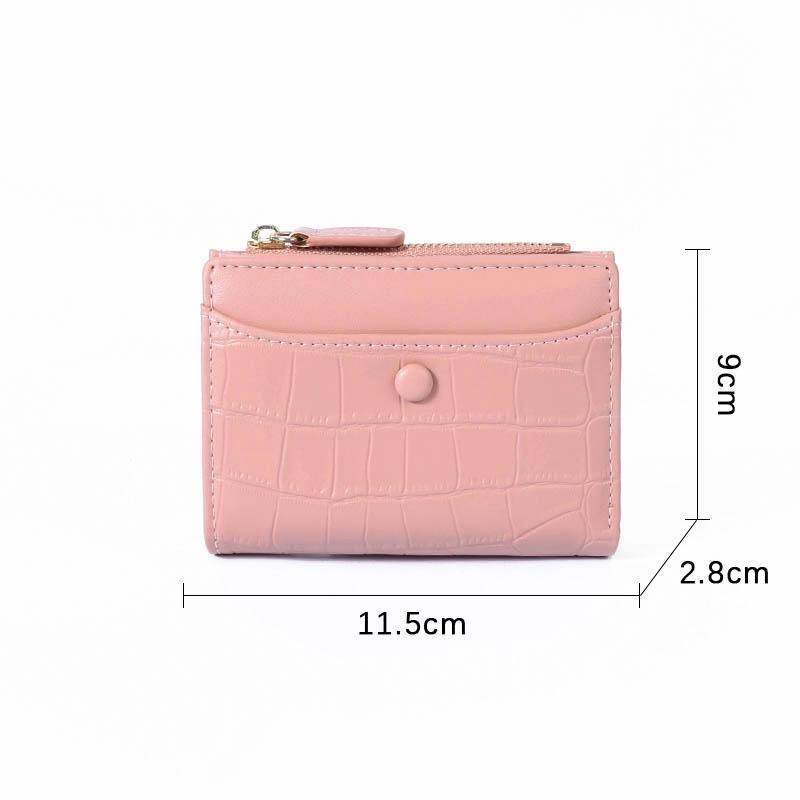 Ví ngắn PIERRE LOUES đựng thẻ/ tiền xu có khóa kéo họa tiết vân da thời trang cho nữ