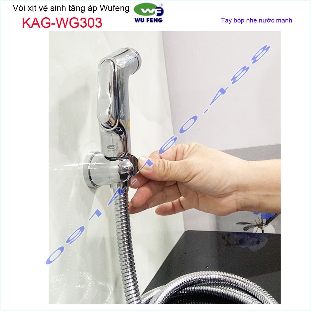 Vòi xịt vệ sinh Wufeng KAG-WG303 Chrome, Vòi nhấn rửa nhà tắm tia nước thẳng xịt mạnh sử dụng siêu bền