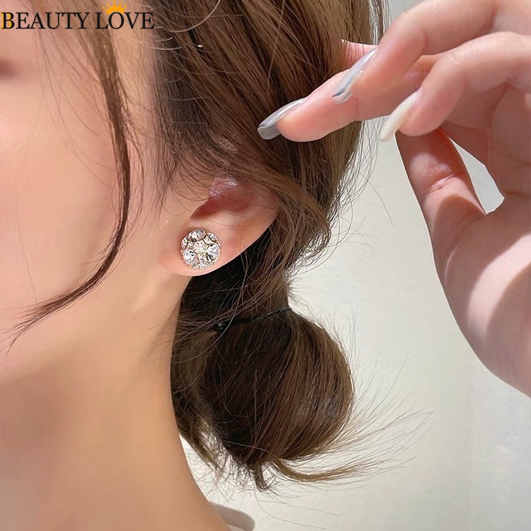 [Mới] Bông Tai Kẹp Nam Châm Đính Đá Pha Lê Thanh Lịch Đơn Giản Không Cần Khoan Lỗ Dành Cho Nữ