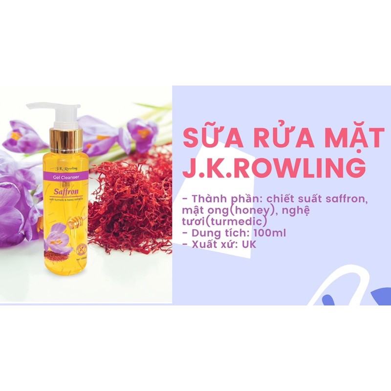 (CHÍNH HÃNG - NEW) Sữa rửa mặt Gel Saffron kết hợp với mật ong và tinh chất nghệ Tây 100ml