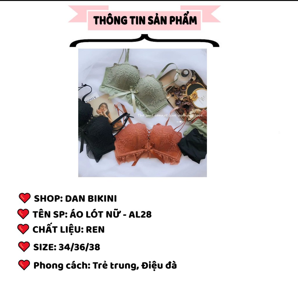 Áo Ngực Nữ ❤️FREESHIP❤️ Áo Lót Nữ Ren điệu đà phối dây rút nơ sexy quyến rũ mã AL28 | BigBuy360 - bigbuy360.vn