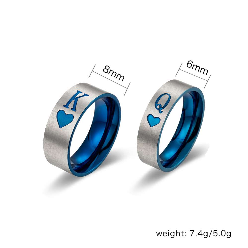 Nhẫn Thép Titan Khắc Chữ KING/QUEEN qf073