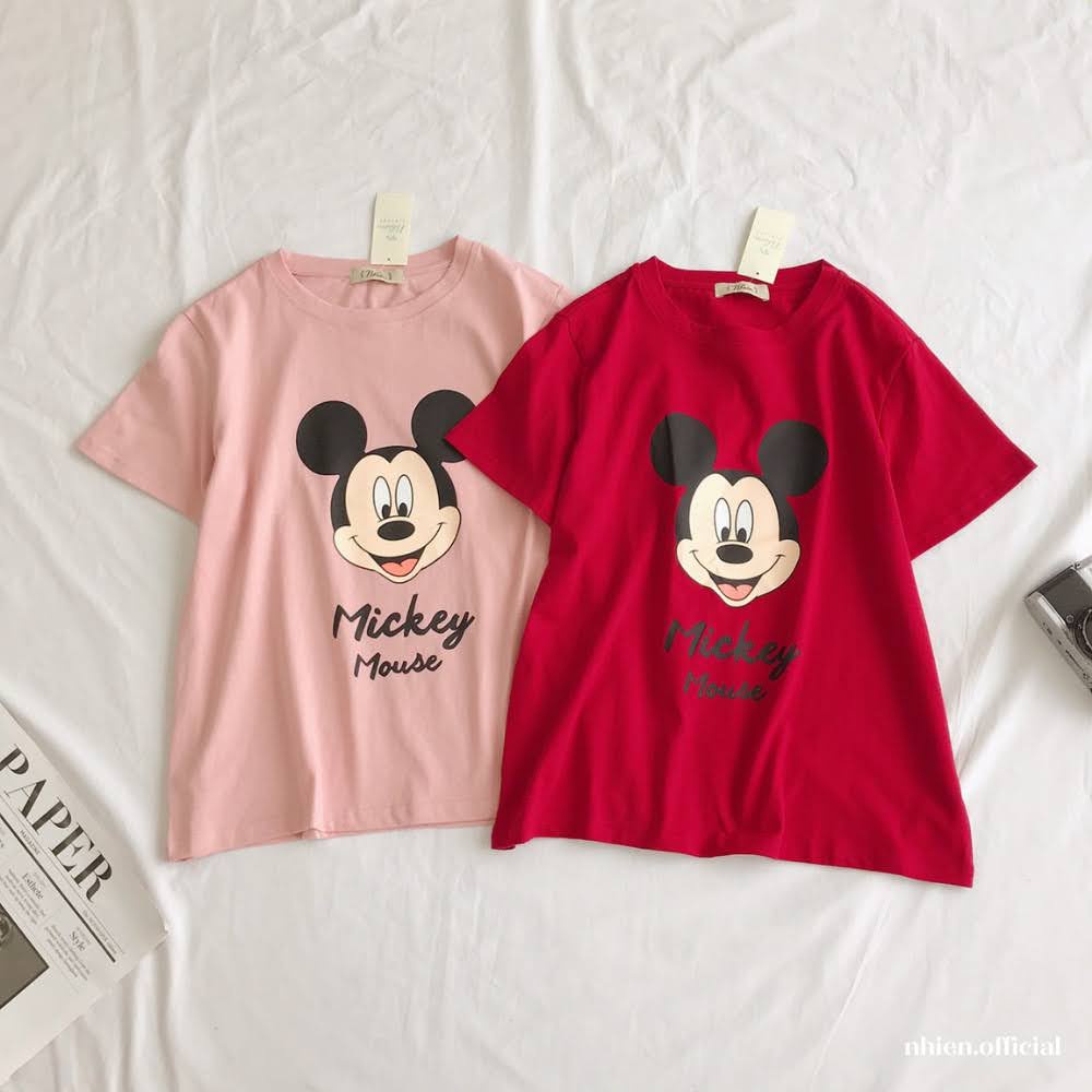 Áo thun nữ form suông in hình Mickey mouse Nhienvintage_BT31