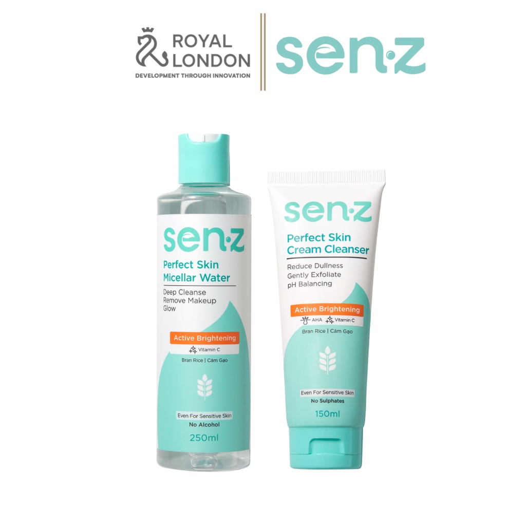 Bộ Đôi Tẩy Trang + Sữa Rửa Mặt Cám Gạo SenZ Perfect Skin Làm Sạch Sâu Sáng Da Dành Cho Mọi Loại Da 250ml + 150ml