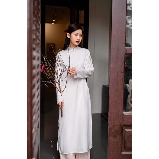 Áo dài nữ cách tân cổ tàu xẻ tà đính khuy hàng thiết kế vnh0122a02 by germe