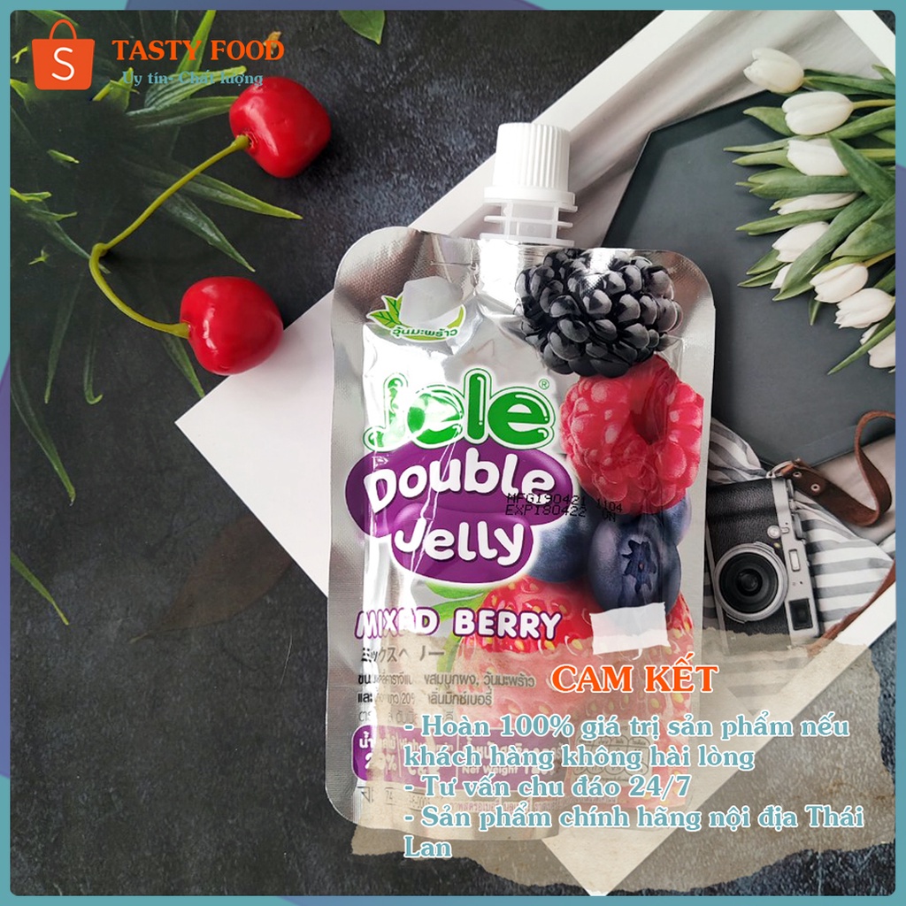 Nước thạch trái cây jele double jelly túi 125g vị Dâu và Berry, nước trái cây nhập khẩu Thái Lan Tasty Food