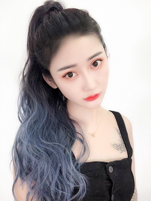 Tóc giả nữ đẹp 🤩FREESHIP🤩 Tóc giả ngoặm omber xanh xù