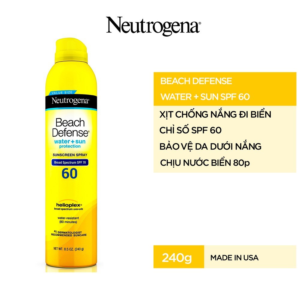 XỊT CHỐNG NẮNG NEUTROGENA BEACH DEFENCE SPF 60