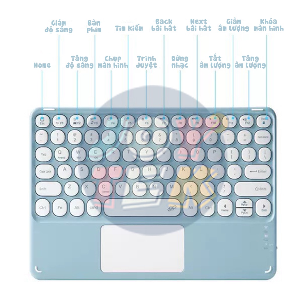 Bàn phím Bluetooth không dây có chuột touchpad Cho tablet táo/ĐT/laptop/Laptop táo nhiều màu sắc- pin 30 ngày dùng