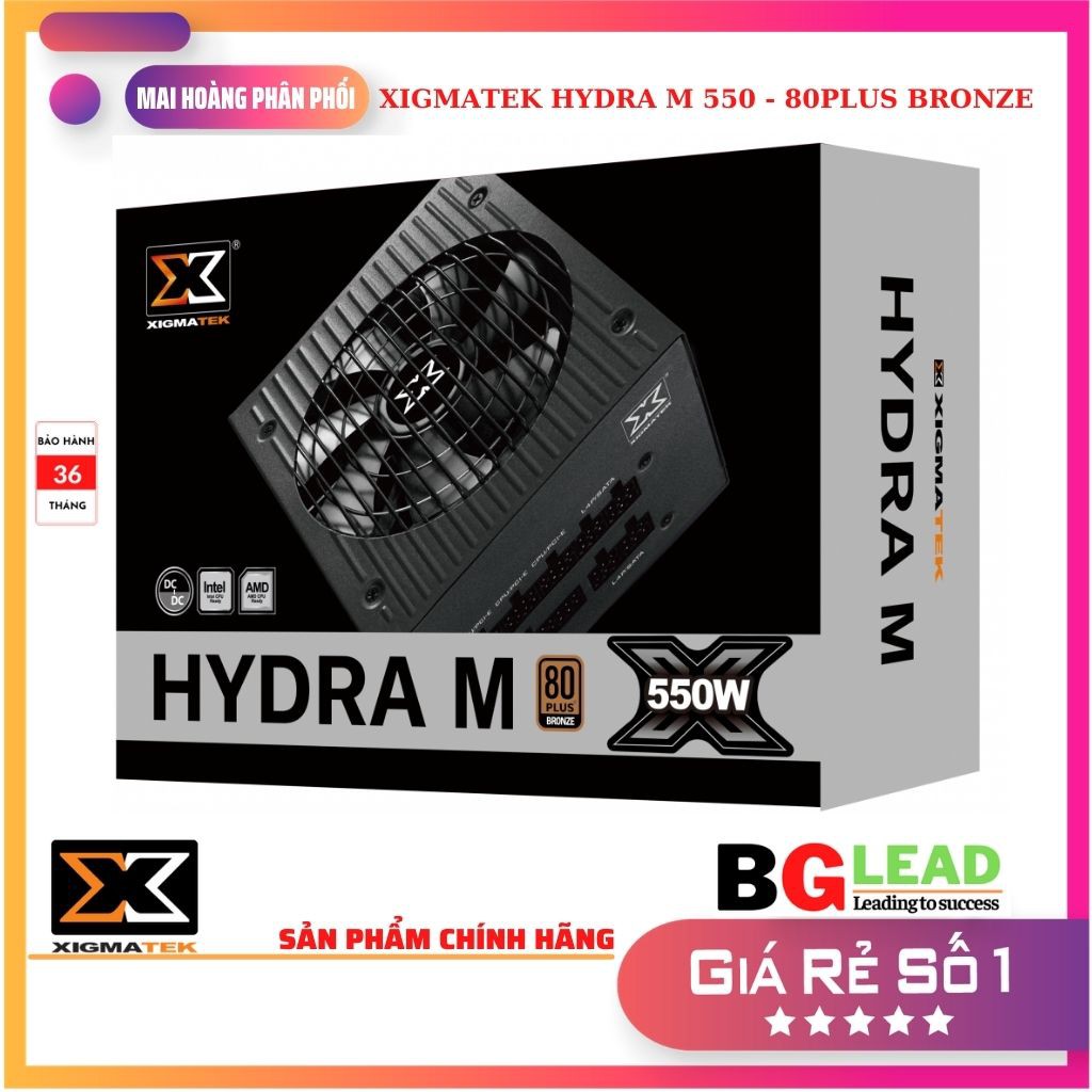 [Mã 254ELSALE giảm 7% đơn 300K] Nguồn máy tính XIGMATEK HYDRA M 550 (EN44207) - 80PLUS BRONZE