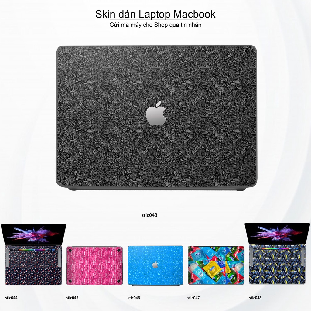 Skin dán Macbook mẫu Hoa văn sticker (đã cắt sẵn, inbox mã máy cho shop)