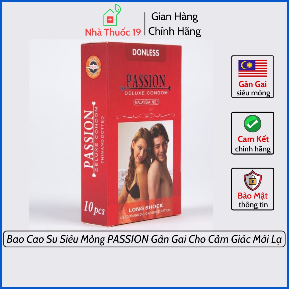 Bao Cao Su Siêu Mỏng Passion Deluxe Condom Gân Gai Longshock (1 Chiếc BCS)