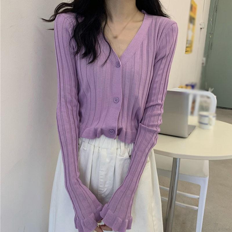 Áo Cardigan Dệt Kim Cổ Tim Xinh Xắn Cho Nữ | BigBuy360 - bigbuy360.vn