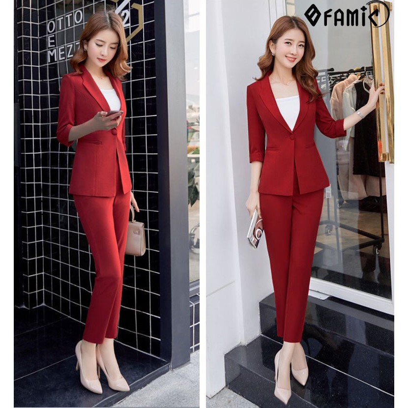 Bộ Vest Nữ ❤️𝑭𝑹𝑬𝑬𝑺𝑯𝑰𝑷❤️ Giảm 5k khi nhập mã [ BLAZER ] Vest Công Sở gồm Áo Vest Tay Lở Quần Dài Kèm Áo Trong