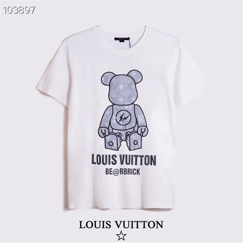 Áo thun ngắn tay cổ tròn in hình gấu phản quang LV thời trang cho cặp đôi mã 2262