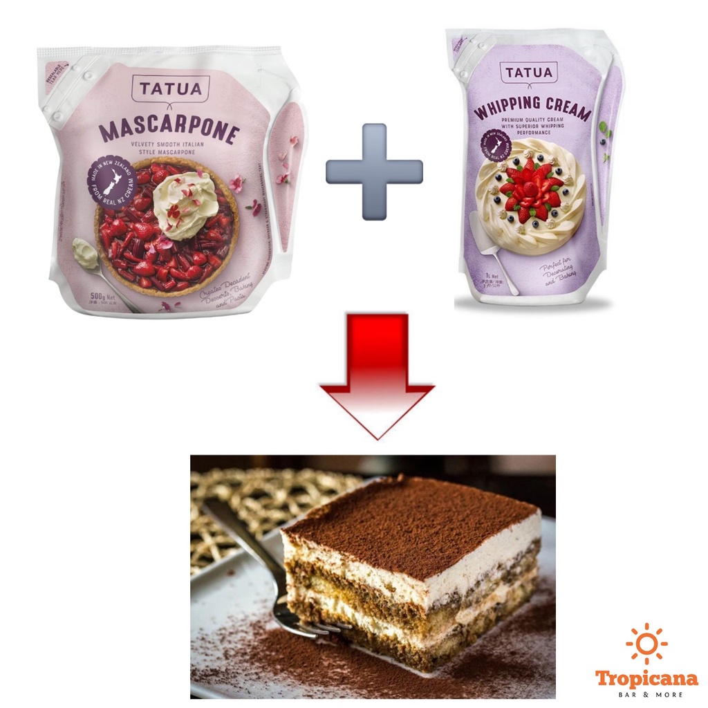 COMBO Whipping Tatua túi 1L và Mascarpone Cheese túi 500g - Nguyên liệu làm bánh Tiramisu