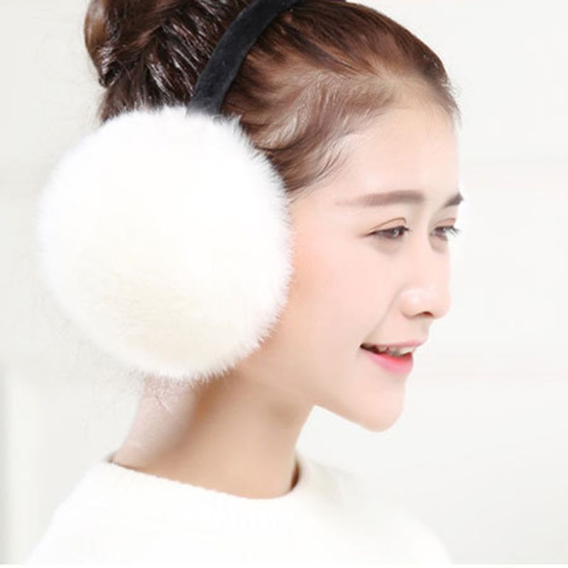 Bông Tai Lông Thỏ Nhân Tạo Màu Sắc Ngọt Ngào Thời Trang Mùa Đông Cho Nữ