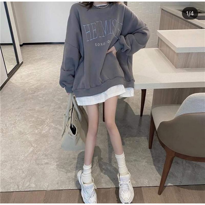 [Rẻ Vô Địch] Áo swt nỉ cổ tròn cotton tay bồng ------- ÁO NỈ PHỐI HEIMISH | BigBuy360 - bigbuy360.vn