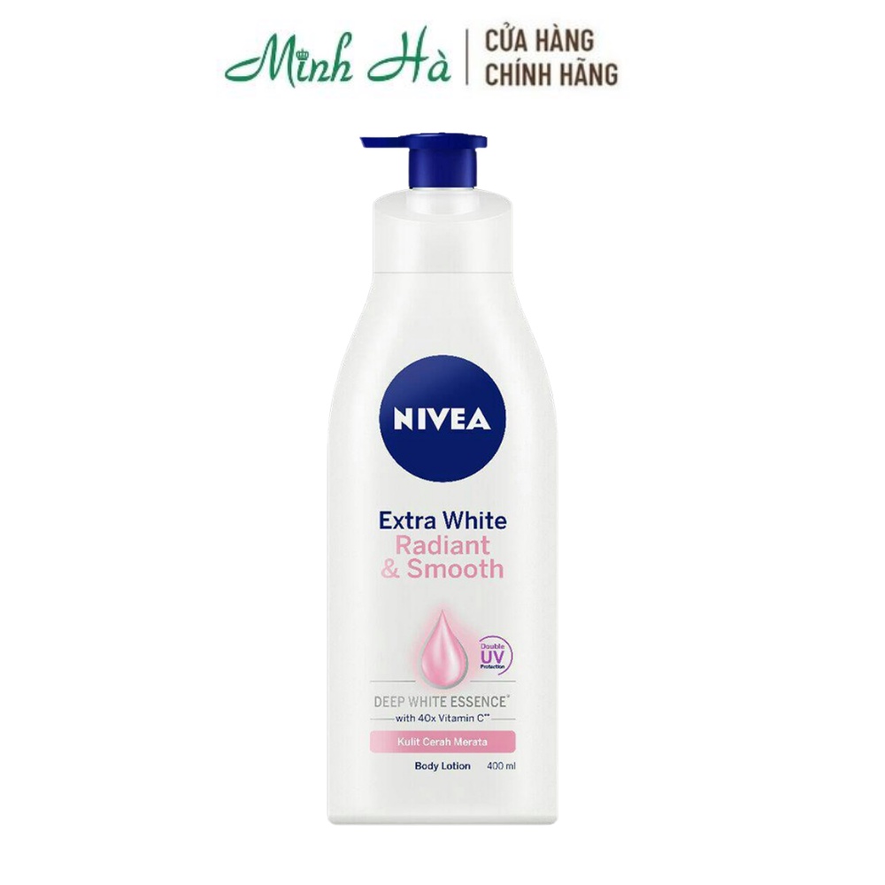 Nivea dưỡng thể Extra White Radiant&amp;Smooth UV Body Lotion 400ml giúp nuôi dưỡng làn da khỏe mạnh, tươi trẻ từ bên trong