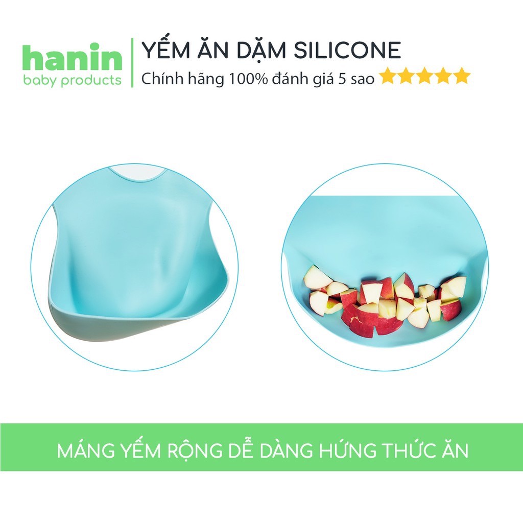 Yếm Ăn Dặm Silicon Hanin Baby Cao Cấp, Máng Yếm Rộng, Siêu Mềm, Dễ Dàng Vệ Sinh