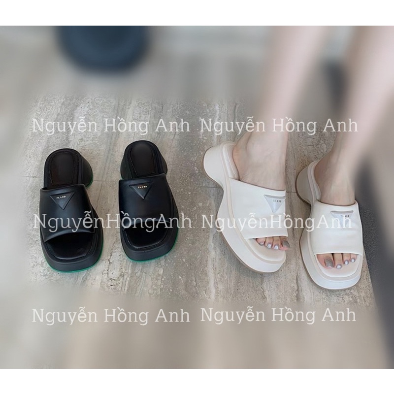 dép guốc đế vát quai phồng hình tam giác cao 5p (FULL HỘP) cho nữ d189