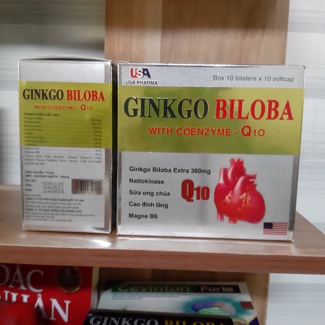 GINKGO BILOBA With coenzyme-Q10 Giúp hoạt huyết dưỡng não, bền thành mạch, tăng cường lưu thông máu-Hộp 100 viên