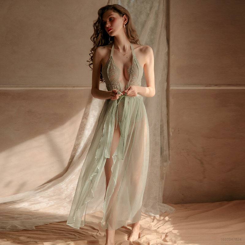 Đầm ngủ ren dài hở lưng gợi cảm cho nữ