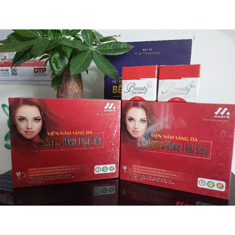 Viên nám sáng da Collagen Nhau thai cừu(hộp 2 lọ x 30 viên tặng kèm 1 lọ kem trị nám)