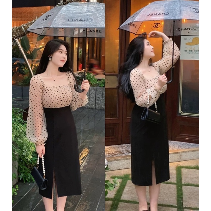 Chân váy midi xẻ tà dài dáng chữ A lưng cao, Chân váy dài ulzzang công sở, đi chơi đẹp – (CV04)