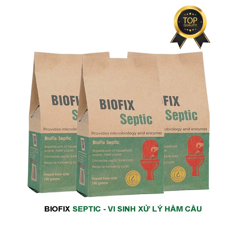 Combo 3 bịch vi sinh xử lý hầm cầu, hầm tự hoại, mùi hôi - Biofix Septic bịch 150 gram