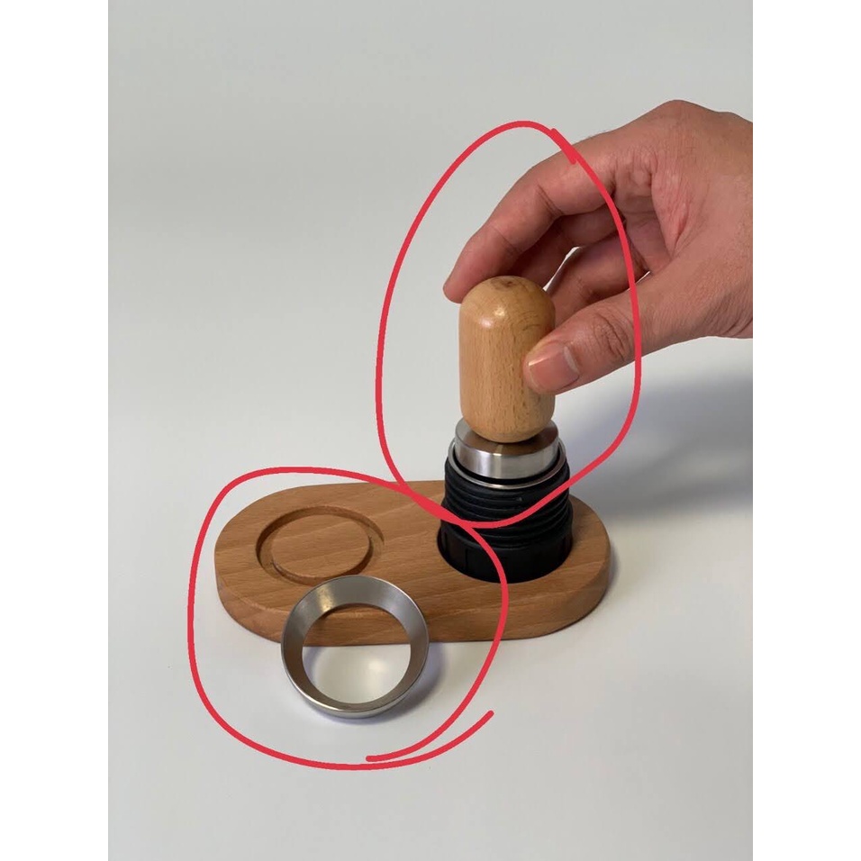 Vòng đong cà phê (dosing ring) và tay nén tamper gỗ cho máy pha cà phê Staresso Basic/Mini