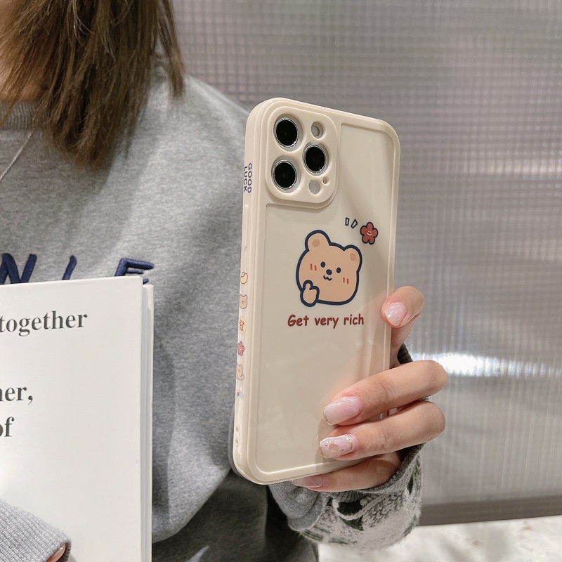 Ốp lưng iphone silicon gấu dễ thương cho Iphone 7 8 Plus SE X XS XS Max 11 12 13 Pro Max