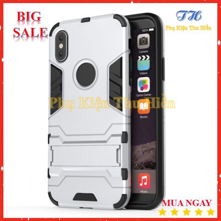 Ốp Lưng Chống Sốc Iron Man Ip 11,X - Chống Va Đập Kiêm Giá Đỡ Điên Thoại.
