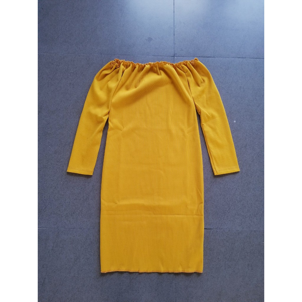 đầm trễ vai tay dài chất thun gân hàng vnxk bao đẹp | BigBuy360 - bigbuy360.vn