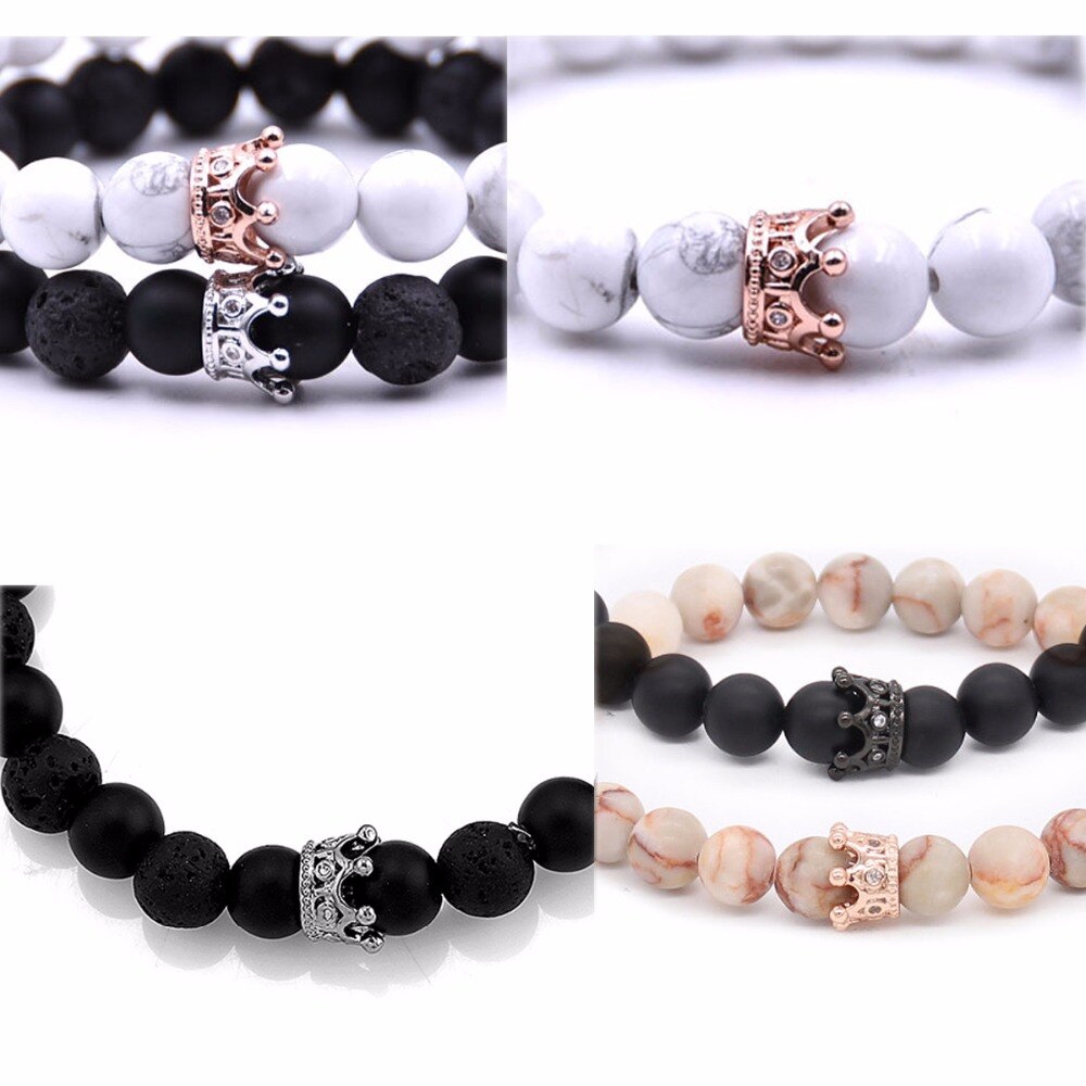 Hạt xỏ hình vương miện chất liệu zirconia ánh kim loại/ ánh đồng kích thước 7 * 11mm dành cho làm trang sức DIY