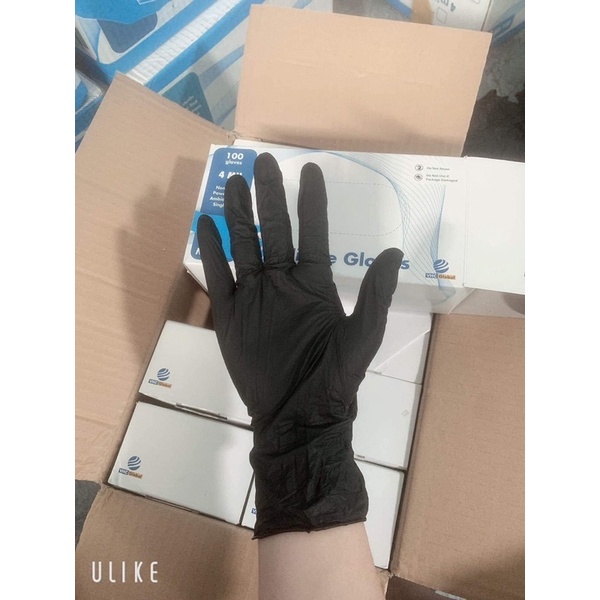 Đôi 2 Chiếc Găng Tay Nitrile Không Bột Màu Đen, Màu Trắng