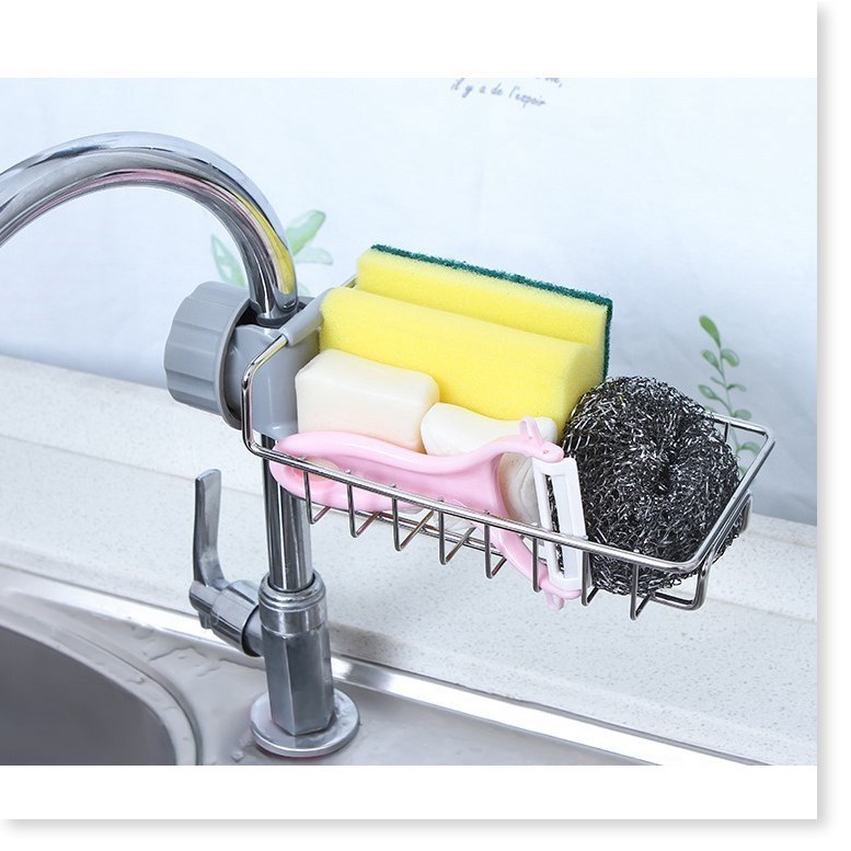 Đồ dùng nhà bếp 🎉SALE ️🎉 Khay đựng miếng rửa chén tiện dụng, gắn ở vòi nước, dễ dàng sử dụng, khô ráo 7517