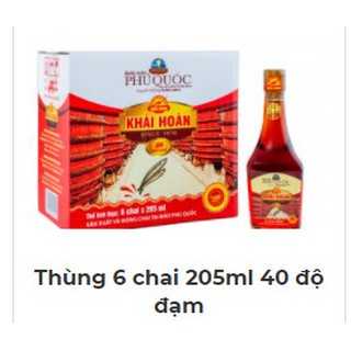 Thùng 06 chai nước mắm Khải Hoàn đặc sản Phú Quốc 205ml 40 độ đạm