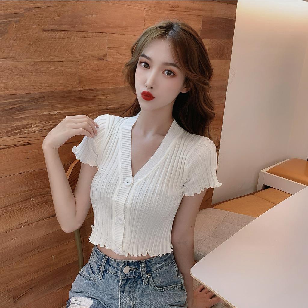 SUXI Áo kiểu ngắn tay phong cách Hàn Quốc thời trang cho nữ