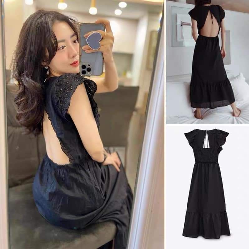 ĐẦM ĐEN DÀI HỞ LƯNG ZR XUẤT XỊN